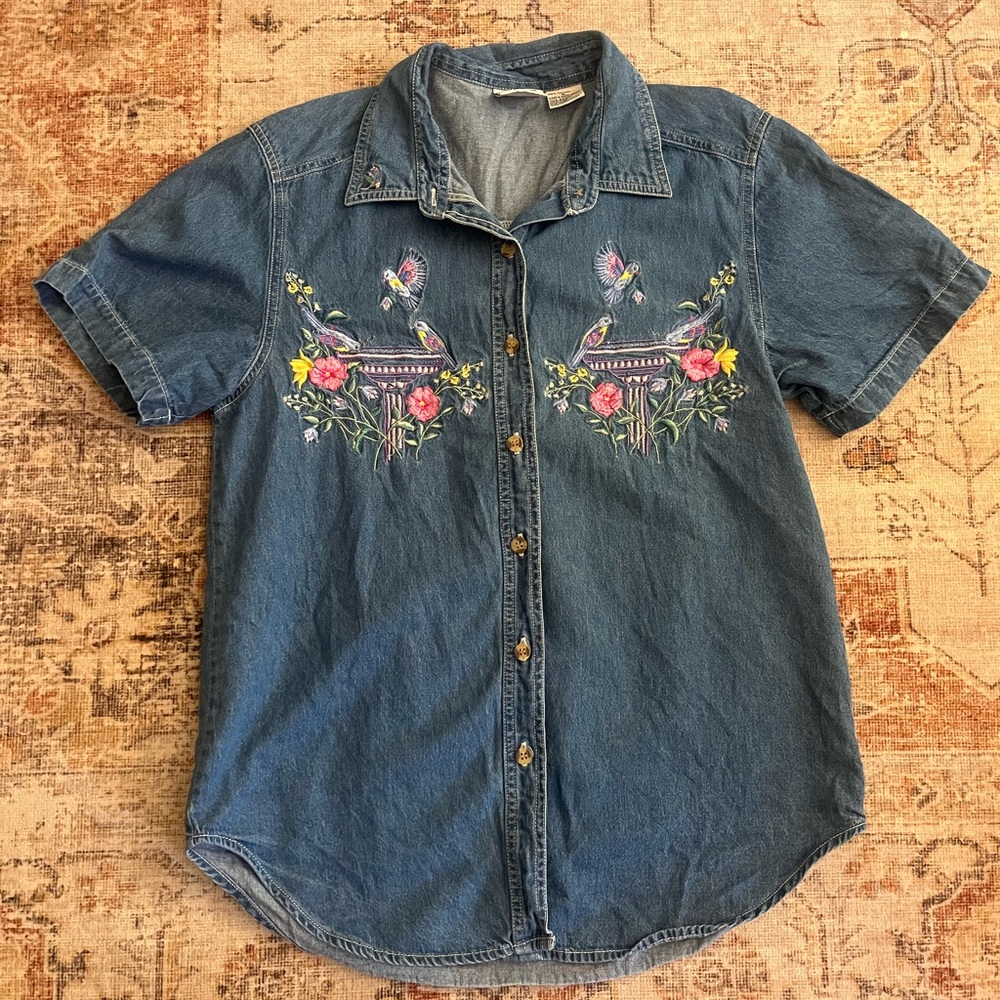 Vintage Bobbie Brooks denim embroidered top